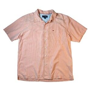 Cova Men's Coral Mini Check Pattern Outoor Button Shirt  Size L  Coastal Cabana